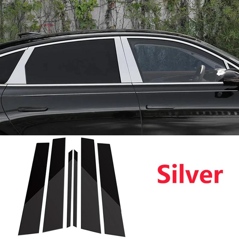 6PCS Black Carbon Window Trim Covers B C Pillar Posts Stickers Car Accessories For Mercedes Benz S Class W140 MK3 1992~1999 1993