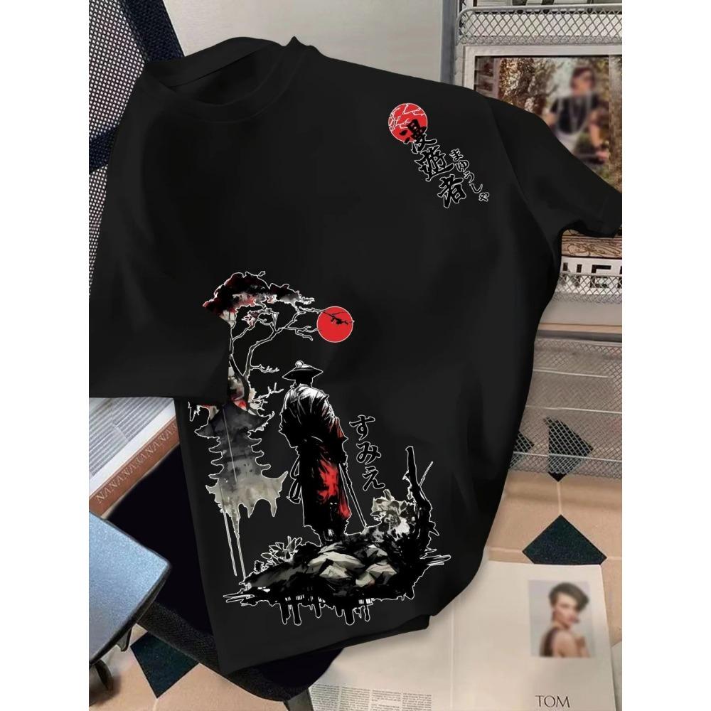 European and American men's summer wandering swordsman print comfortable and breathable round neck T-shirt outdoor street top