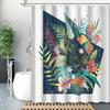 Modern Abstract Plant & Flower Shower Curtain - 72x183cm, 12 Hooks, Waterproof, Machine Washable, Floral Pattern, Polyester
