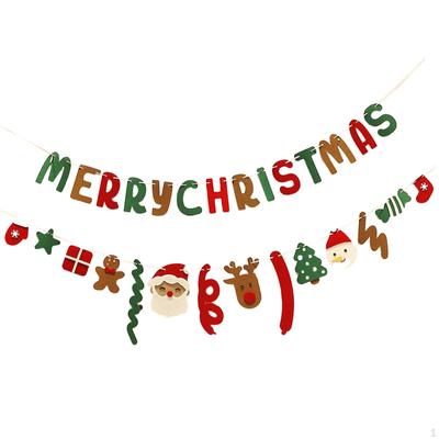 Merry Christmas Banner, Xmas Hanging Decor, Bunting Decoration for Office Garland
