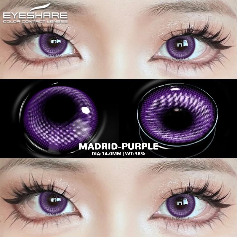 Eyeshare 1 Paar Halloween Farbige Kontaktlinsen für Augen Cosplay Linsen Anime Kosmetik Make-Up Lila Farbige Linsen Rote Augen