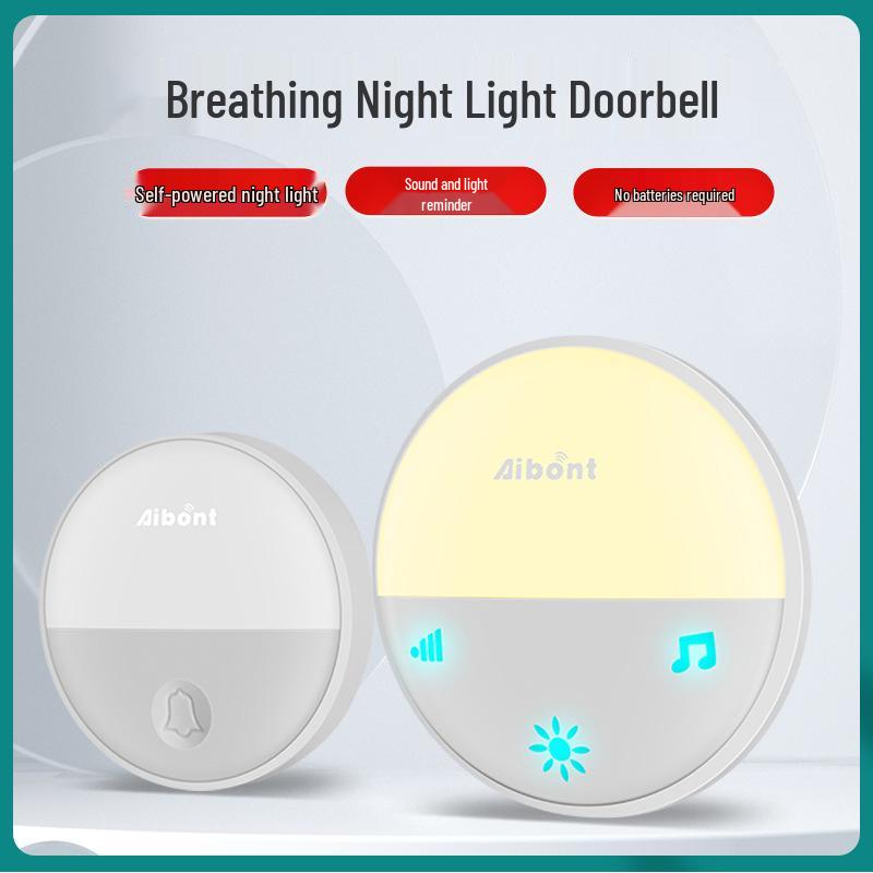 Smart Self-Powered Wireless Doorbell with Night Light & Battery-Free Call Button No
