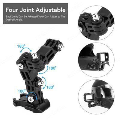Kits de Montagem de Queixo para Capacete de Motocicleta para GoPro Hero 13 12 11 10 9 8 7 Black DJI Osmo Action 5 4 3 Insta360 Ace Pro com Bases de Montagem