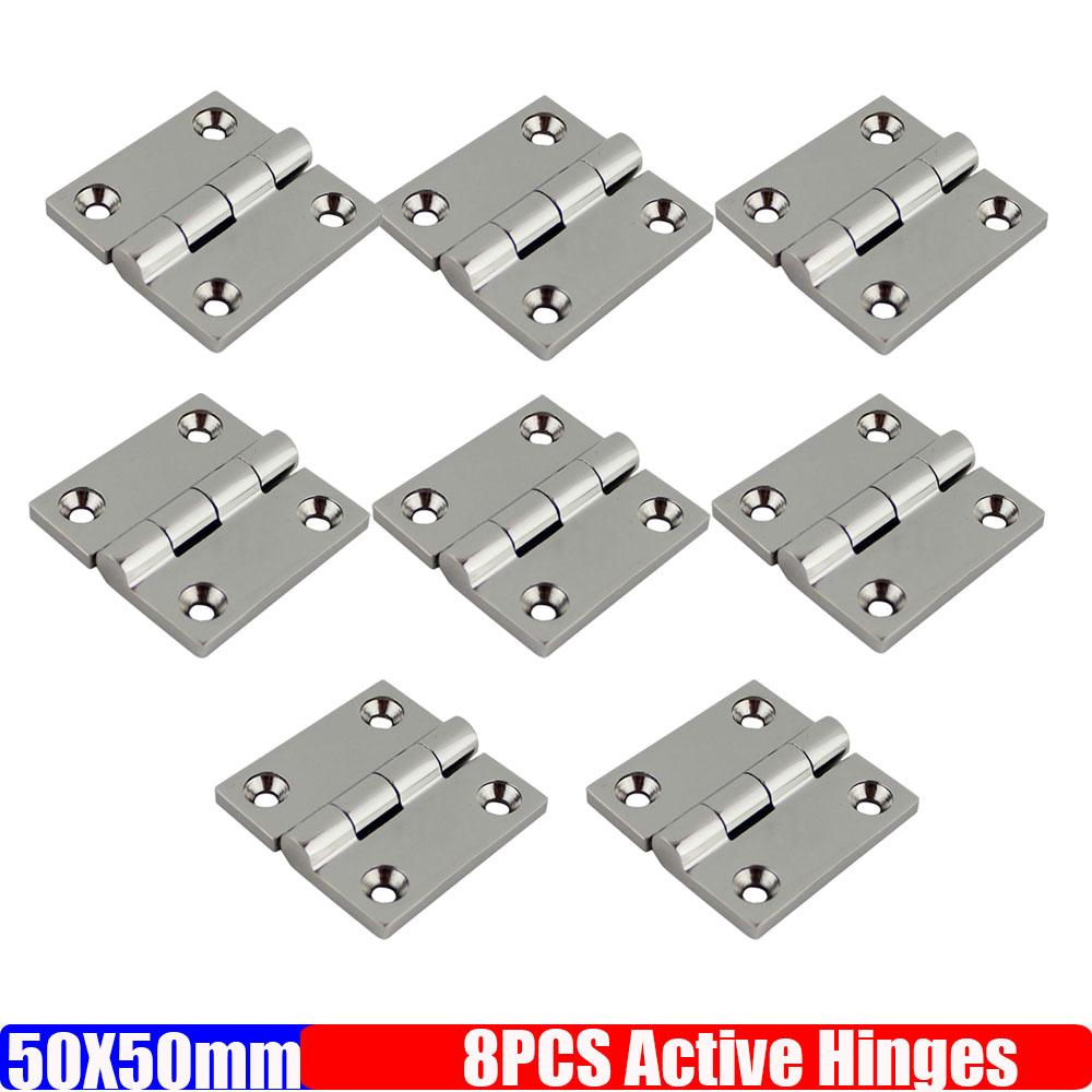 50X50MM Finished Hinge Active Hinges Profile Connections Boat Deck Casting Hinge Hatch Cabinet Door Square Solid Folding 2/4/6PC