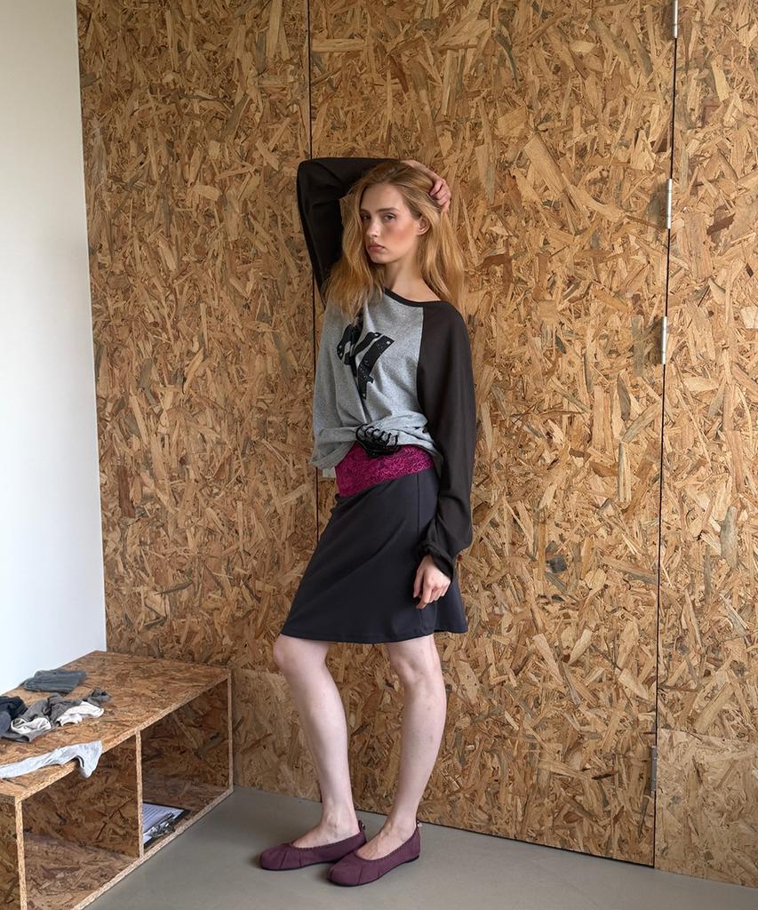 ASURA Collecting 04 Loose Raglan T (Melange Grey+Vintage Black)