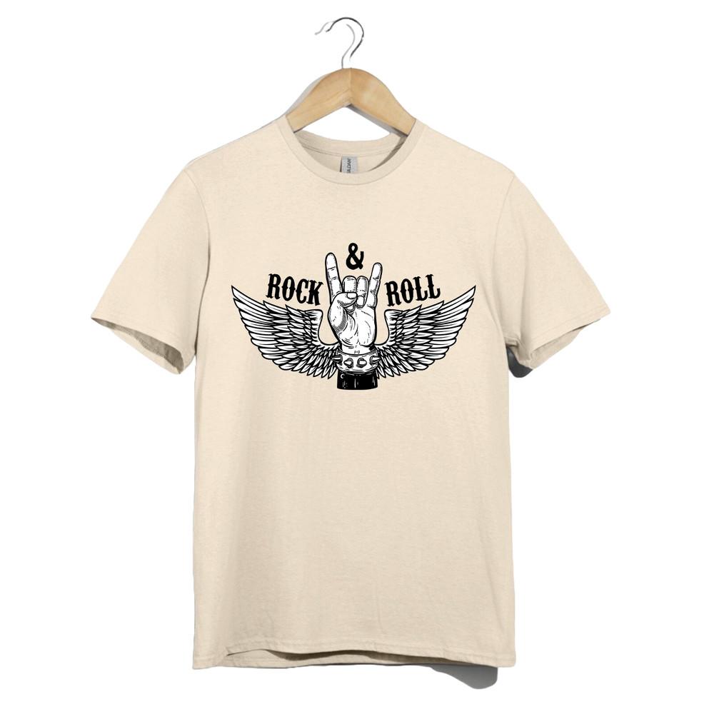 Punk Metal T Shirt Unisex Winged Rock Hand Sign Tee Music Festival Gift Top