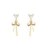 French love bow zircon stud earrings women's new niche design earrings fashion versatile Internet celebrity ear jewelry