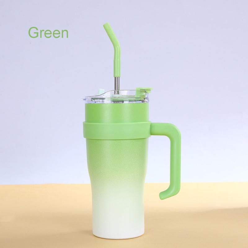 New Gradual Change Color Big Mac Stainless Steel Thermos Cup High Value Large Capacity Accompanying Ice Cup with Handle  Cup