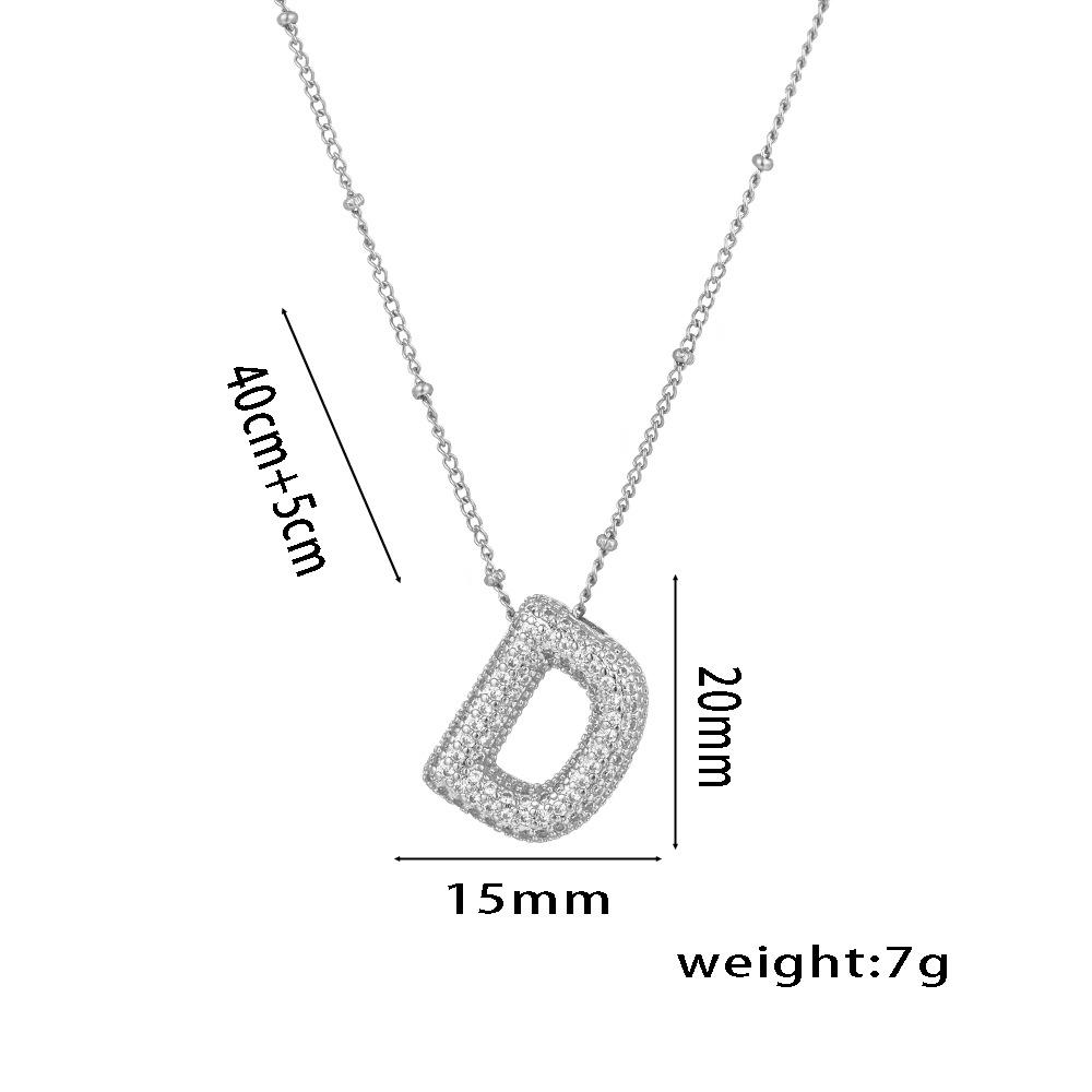 Fashion 26 Bubble Letter Initial Pendant18k Gold Plated Micropaved Full Zirconia Stone Chain Couple Necklace Women Jewelry