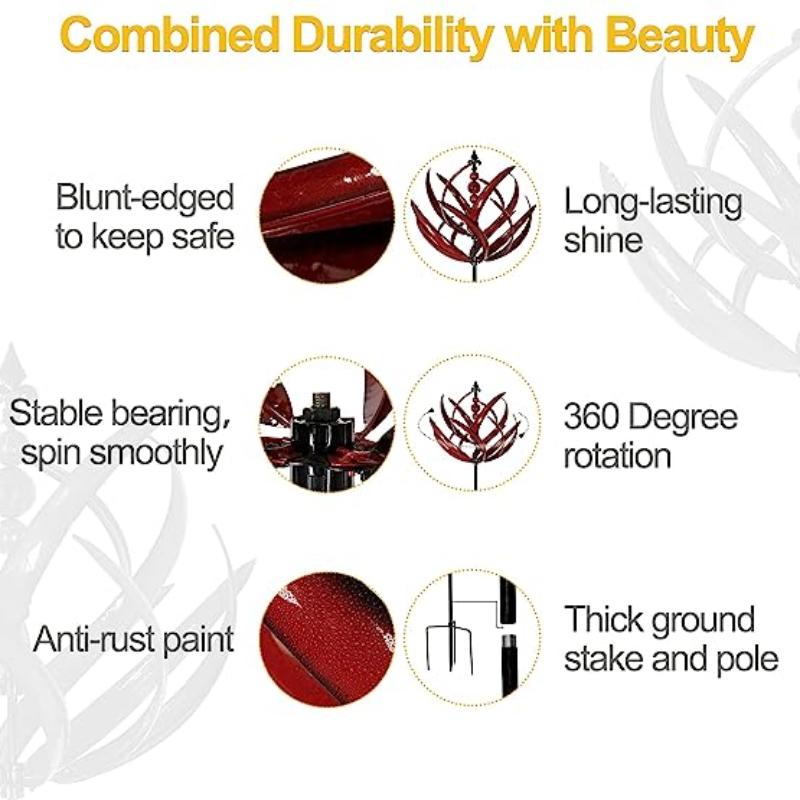 Wind Spinner Metal Wind Mill 3D Wind Powered Kinetic Sculpture Gazon Metal Wind Solar Spinners curte și grădină