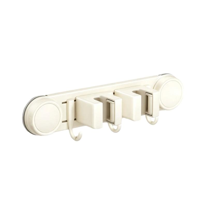Sliding Rail Cleaning Tool Holder, Wall-Mounted Suction Rack with Integrated Hanging Feature for Mops, Glass and Smooth Tile
