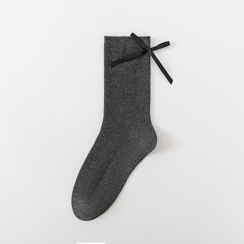 Ladies Spring and Autumn New Style Bow Thin Ballets In The Tube Cotton Socks
