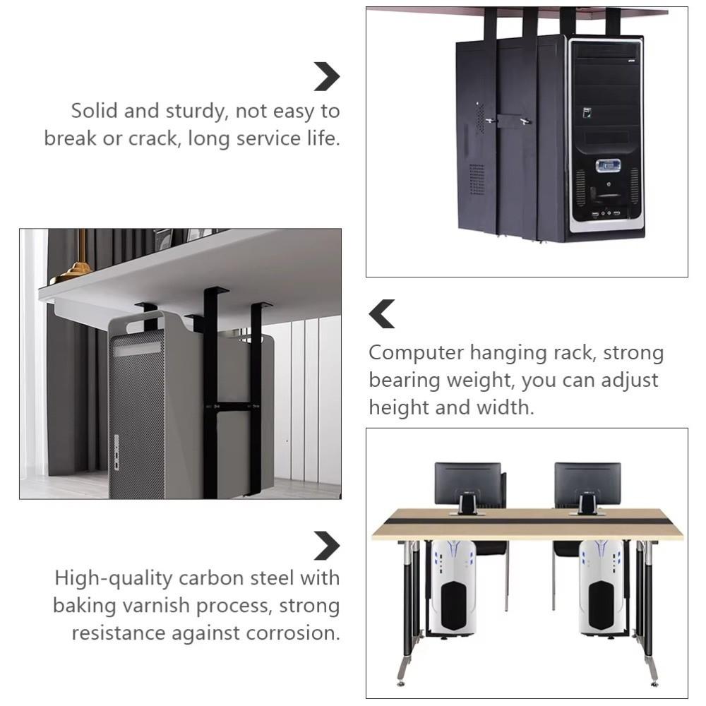 Steel Universal PC Case Holder Rustproof Host Box Rack Under Desk PC Bracket  Wall Side Mount