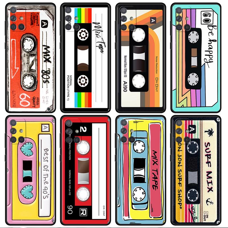 Mixtape Vintage Magnetic Tape Cassette Audio Case For Samsung Galaxy A54 A52 A14 5G A53 A12 A13 A71 A23 A34 A33 A21s Phone Cover