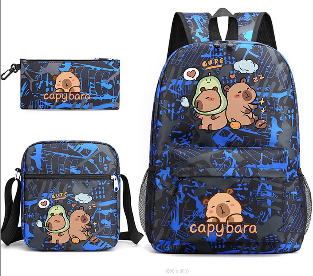 3-delige Schoolrugzakset voor Studenten Grote Capaciteit Oxford Stof Schooltas met Schouderband en Etui 3-piece school bag set