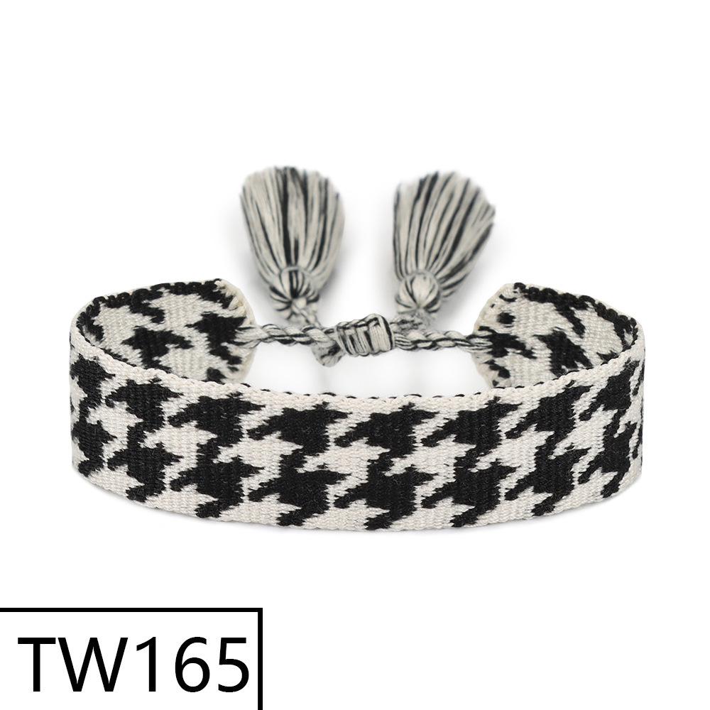 Handmade Bohemian Embroidered Logo Tassel Bracelet - Ethnic Style Friendship Band