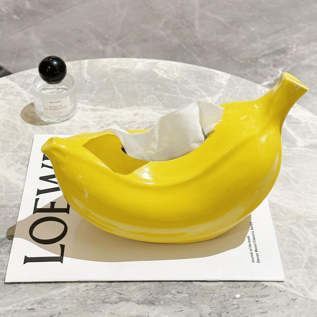 Creative banana tissue box living room coffee table home decoration ceramic paper pumping box