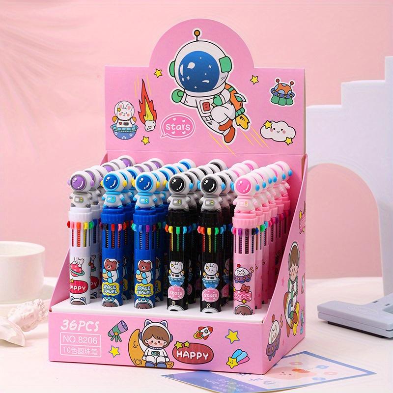 36pcs 0.7mm Cartoon Astronaut Ten-color Ballpoint Pen Boy Pressing Hand Tent Pen Multicolor Gift Pen Creative Stationery Back To School Season