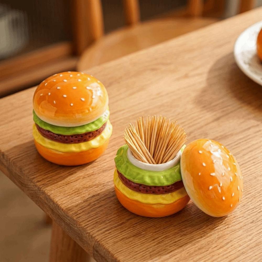 Dust-proof Toothpick Jar Decorative Cotton Swab Storage Box Hamburger Toothpick Holder  Bedroom