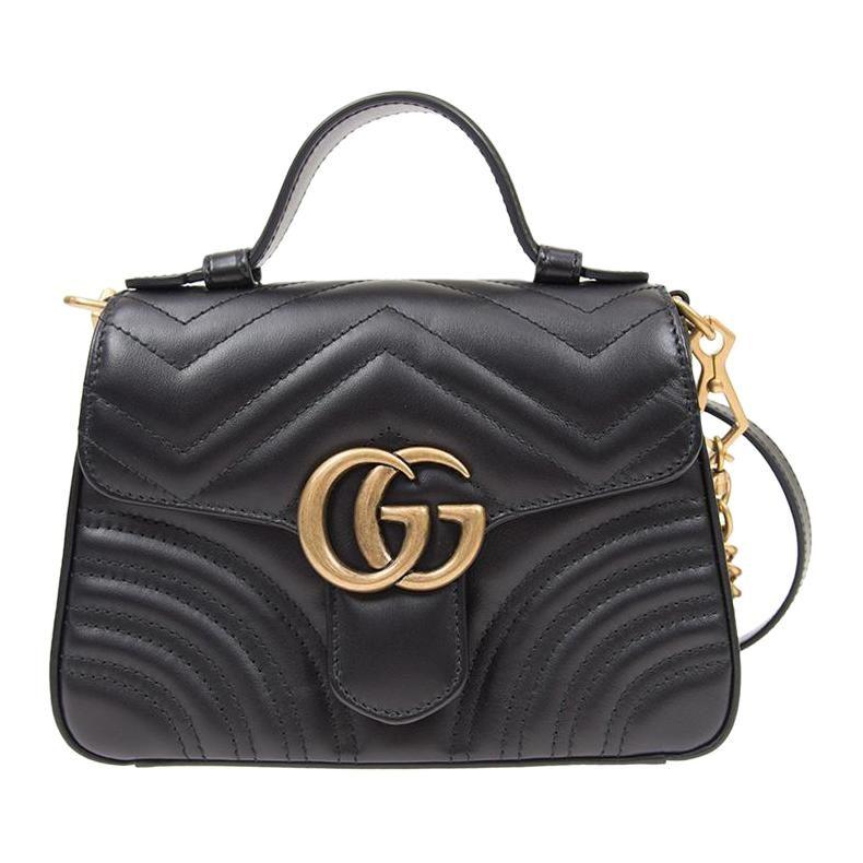 Gucci GG Marmont Leather Handbag Mini Women's Black 547260-DTDIT-1000