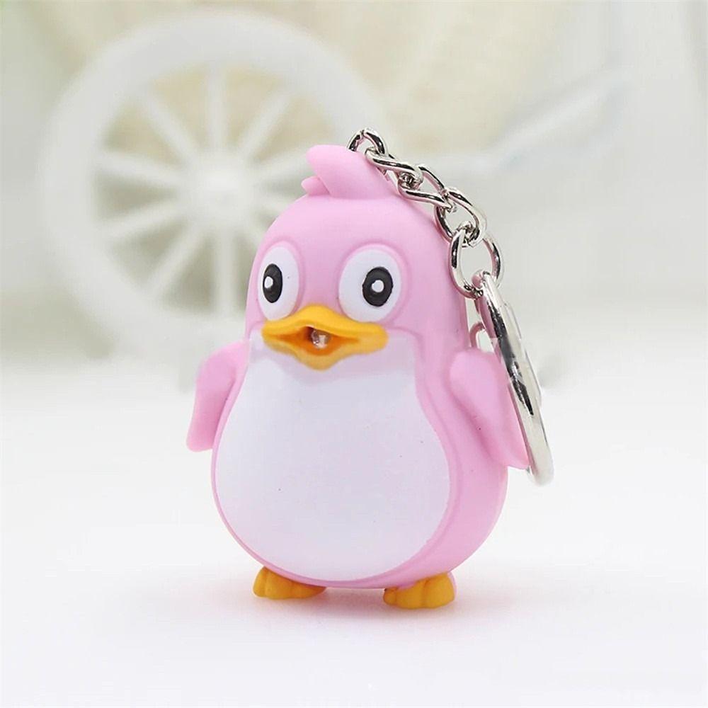 Fun Animal Penguin Keyring LED Torch LED Keychain Sound Light Keychain  Car Key Chain