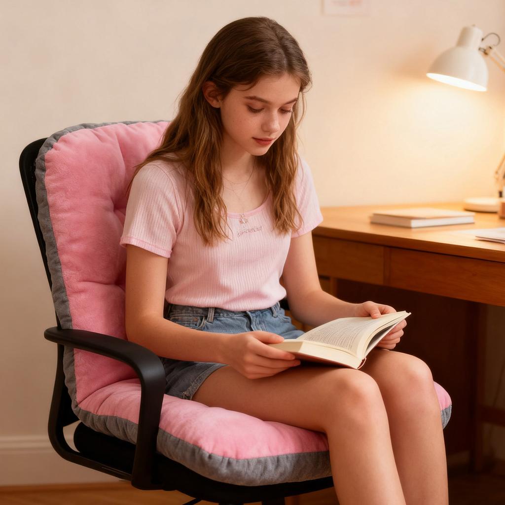 Non- Rocking Chair Cushion With Removable Lid And Lacing Straps For Worker, Car And Home Use