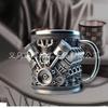 V8 Engine Shaped Resin Mug Creative Desk Decor Gift Car Enthusiasts Men Office Home