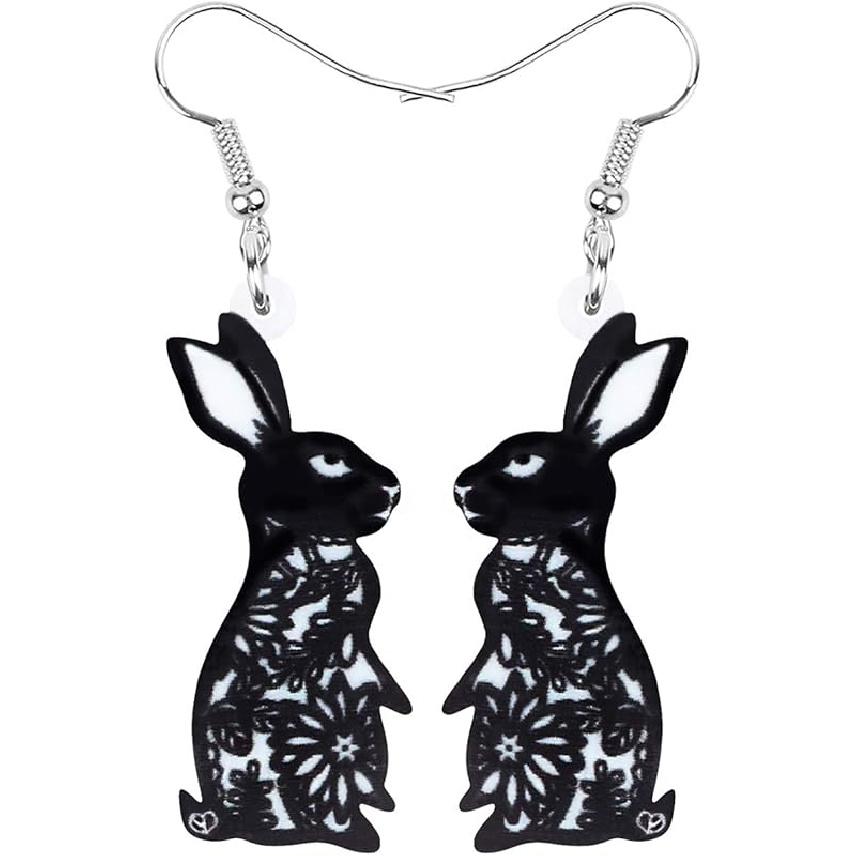 BONSNY Акриловые Милые Подвесные Серьги Пасхальный Заяц Заяц Кролик Смешные Украшения Для Женщин Подарочные Аксессуары