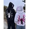 Spider Print Hoodies Herbst Winter Harajuku Punk Lose Kapuzenpullover Paar Hip Hop Reißverschluss Langarm Jacke Mäntel