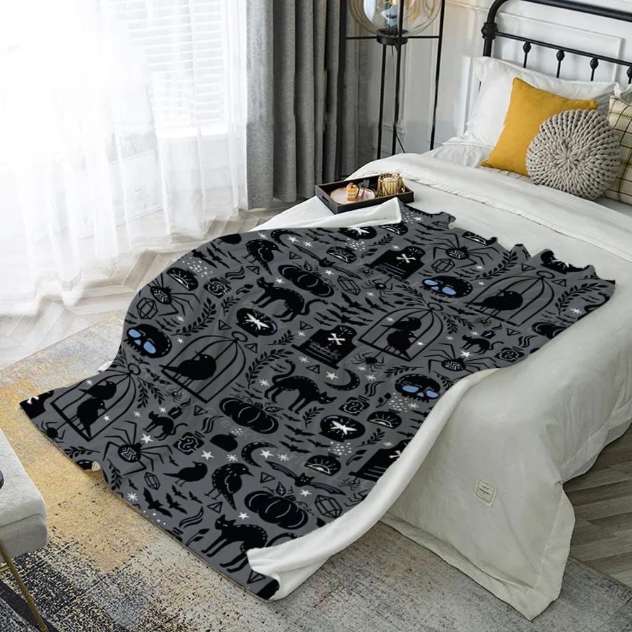 Плед на Хэллоуин из микрофибры, фланелевый чехол, для спальни, гостиной, дивана, мягкий и удобный, домашний декор 100cmx70cm