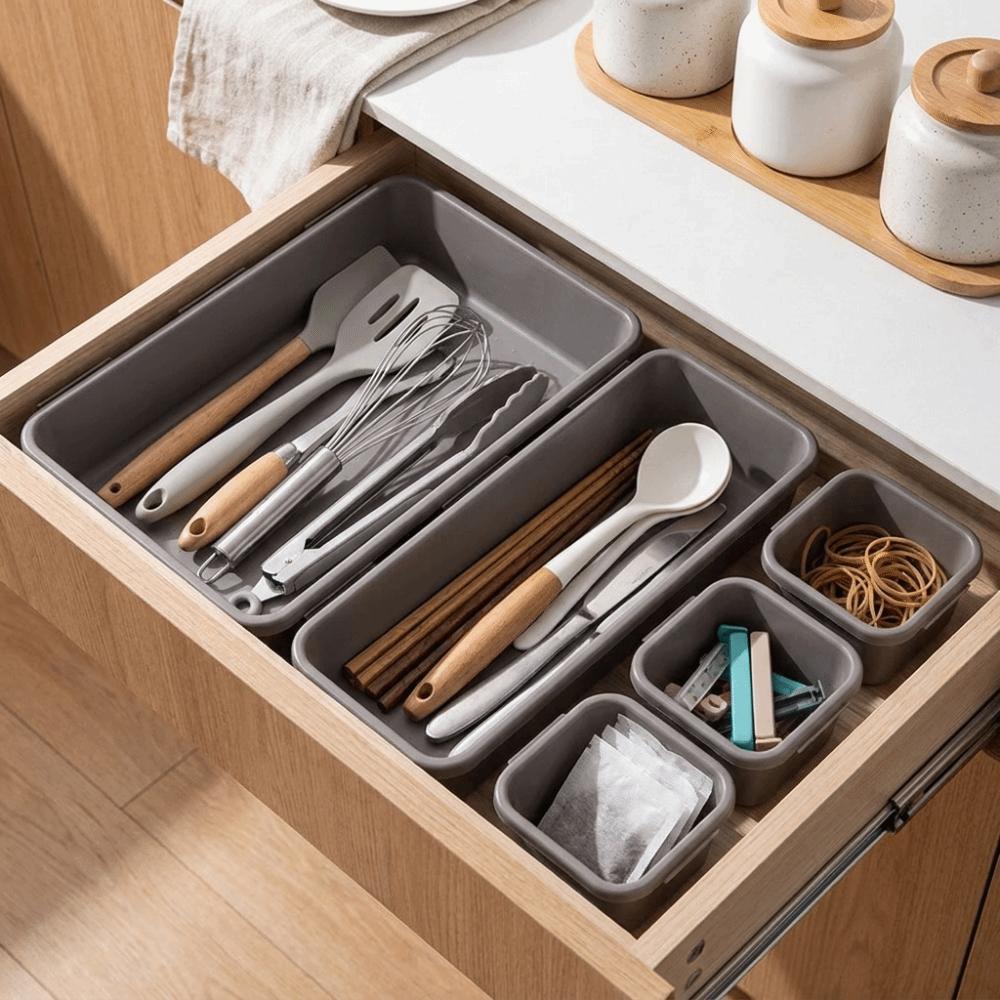 8PCS/SET Large Capacity Drawer Organizer Boxes Plastic Sundries Divider Holder Bathroom