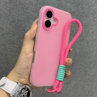 Husă de telefon transparentă mată moale tip bomboană pentru iPhone 17 16 Pro Max 15 14 13 12 11 XS X 7 8 Plus 16e Husa cu șnur pentru încheietura mâinii