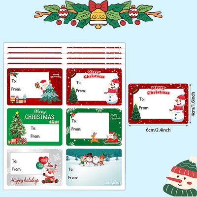 10 Sheets Christmas Tags Multiple Design Gift Sticker Name Tag With Santa Snowman Xmas Tree Reindeer Holiday Decoration Tag