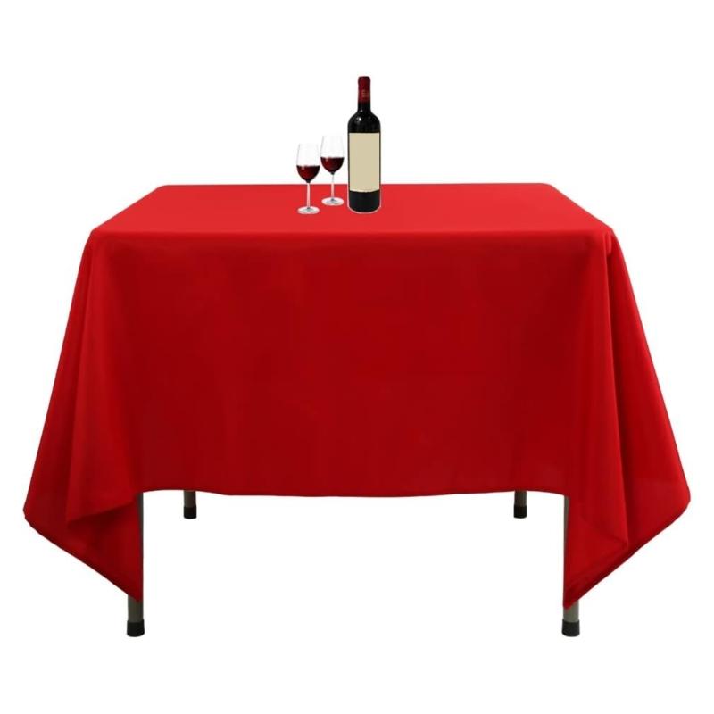 Red Table Cover Tablecloth Waterproofie Washable Foldable Polyester Fabric For Indoor and Outdoor Party Use