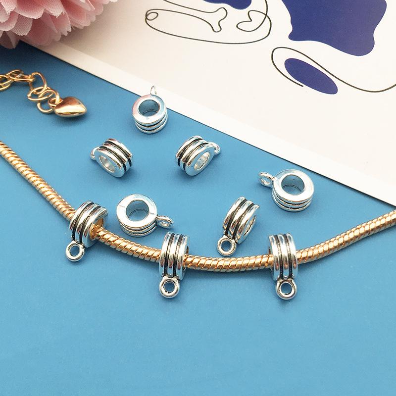 1 4Mm Large Hole Tee Hanging Head Pendant Buckle Handmade Diy Silver, Bracelet Jewelry Accessories