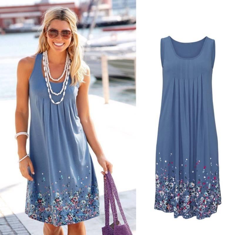 Urban Chic Sleeveless Floral Print Loose Fit Midi Dress Polyester Blend