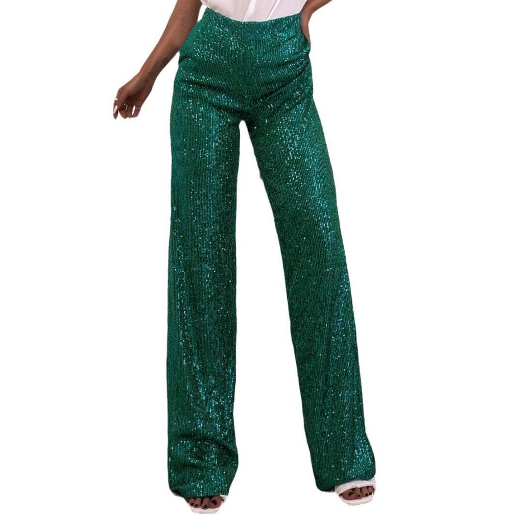 2025 European & American Women's Sequin Slim Straight Pants - Fashionable & Casual
