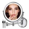 LED Wall-Mounted Double-Sided Magnifying Makeup Mirror with Light, Foldable for Bathroom or Hotel Use