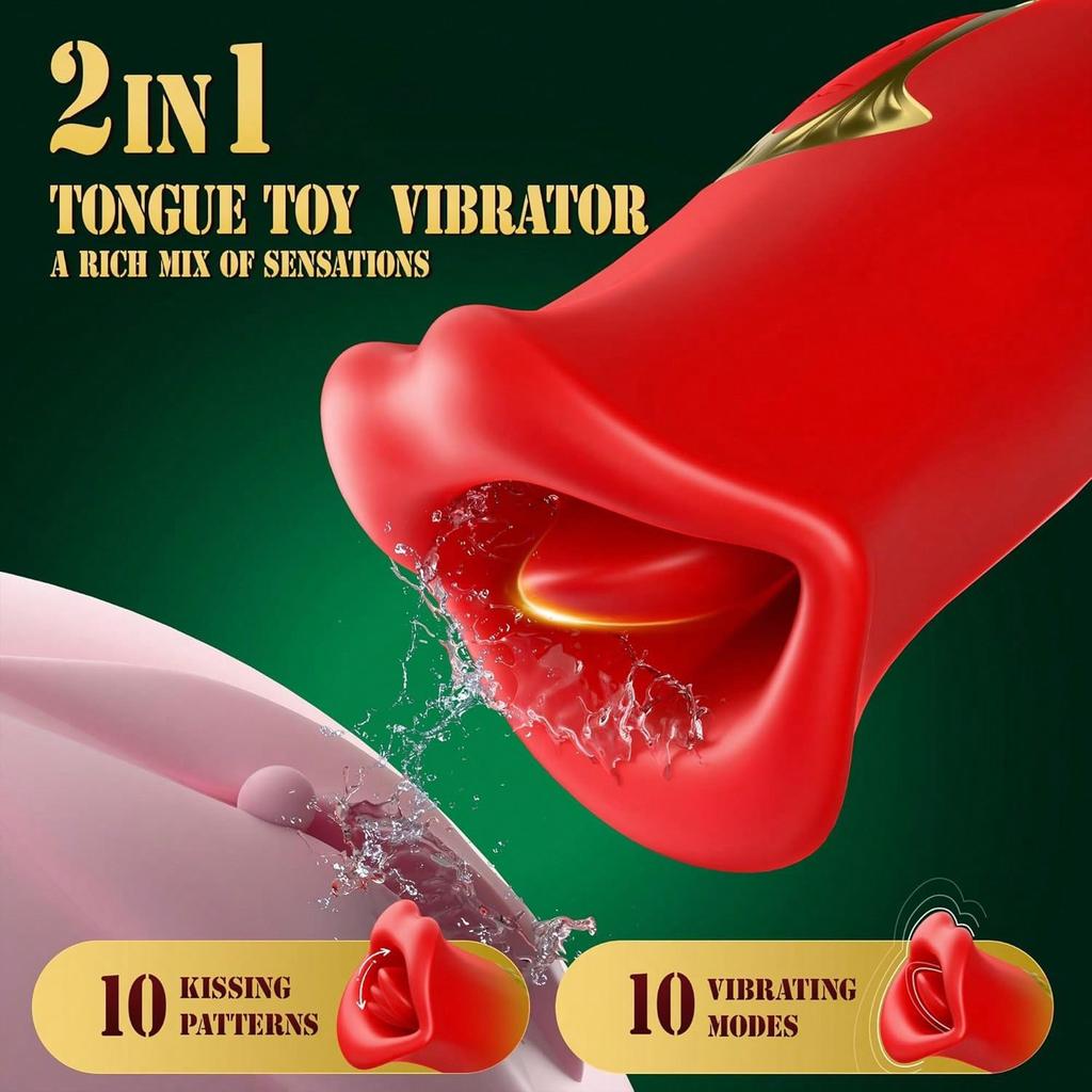 Rose Tongue Mouth Licking Vibrator G Spot Clitoris Nipple Stimulator Massager Adult Sex Toys Women 18+