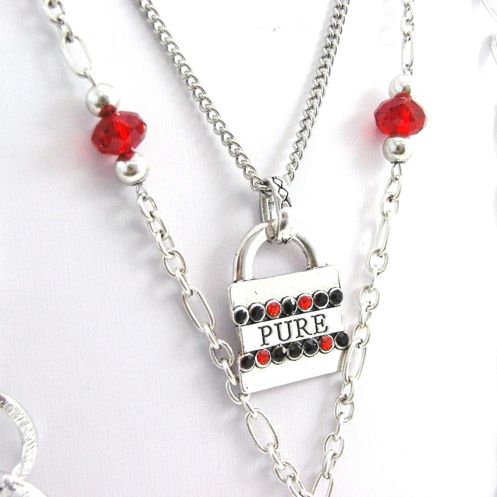 NOA [G5973] - Sautoir Créateur 'Un Amour de Clé' rouge noir