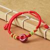 Cinnabar Peace Buckle Red Hand Rope Bracelet: Peach Wood Charm for Children, Pregnant Women, and Men & Women - Handmade Gift