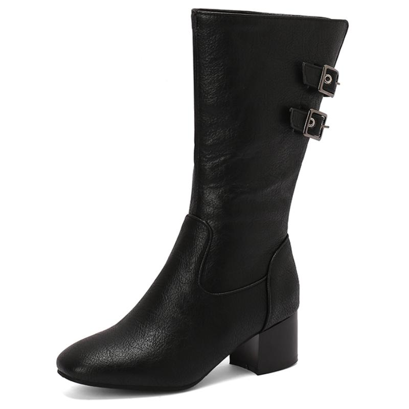 Модные женские сапоги до середины икры большого размера 45–50 — фото 7