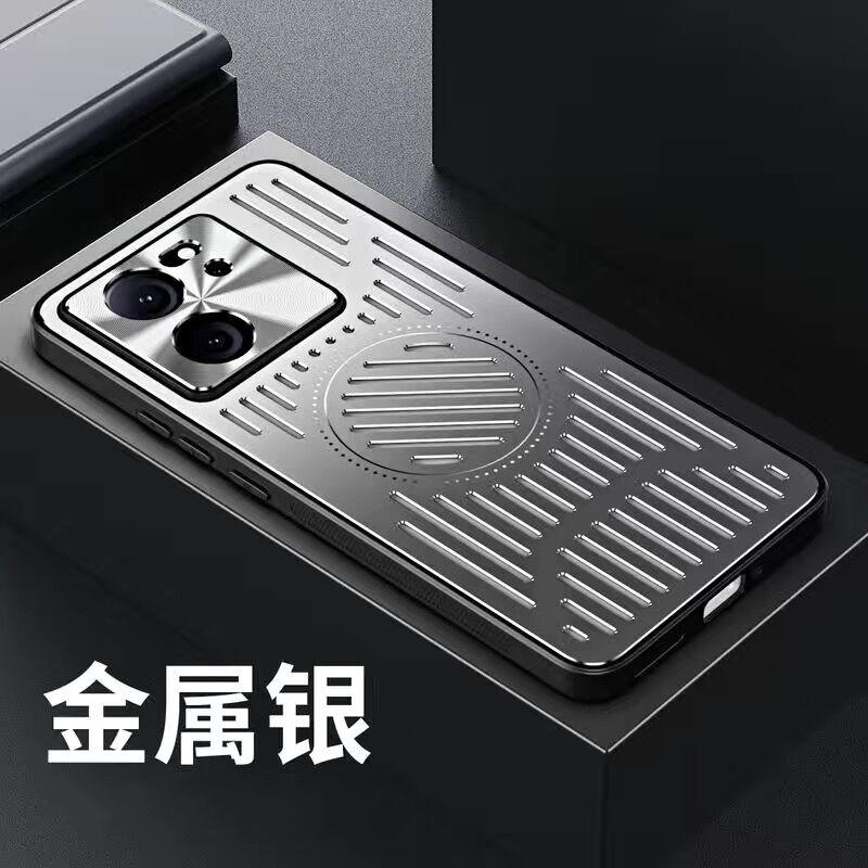 For Xiaomi 13T Pro Case Metal With TPU Silicone Cooling Phone Cover For Xiaomi Mi 13T Pro 5G Magnetic Car Case Shockproof Bumper For Xiaomi 13T серебряный