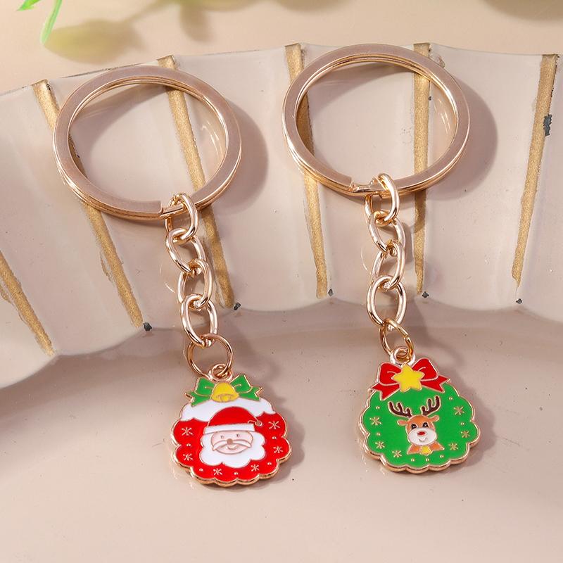 Cute Enamel Christmas Keychain Snowman Santa Claus Key Ring Pendant for Key Holder Women Girls Handbag Charms DIY Jewelry Gift