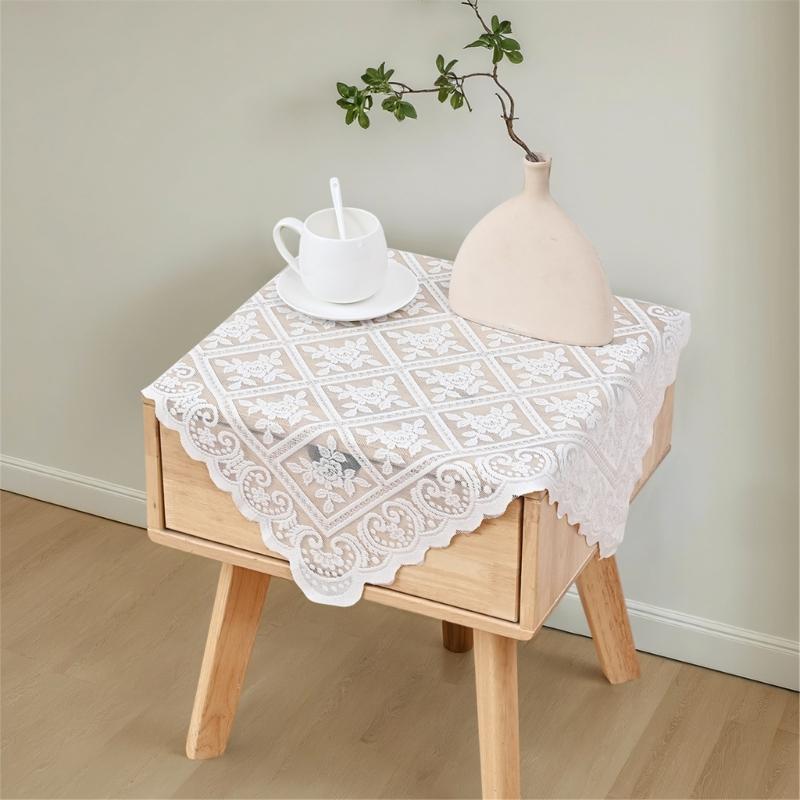 Luxurys Sheer Lace Tablecloth Stains Resistant Table Runner Easy cleaning Surfaces Perfect For Coffee Tables Bedside Cabinets