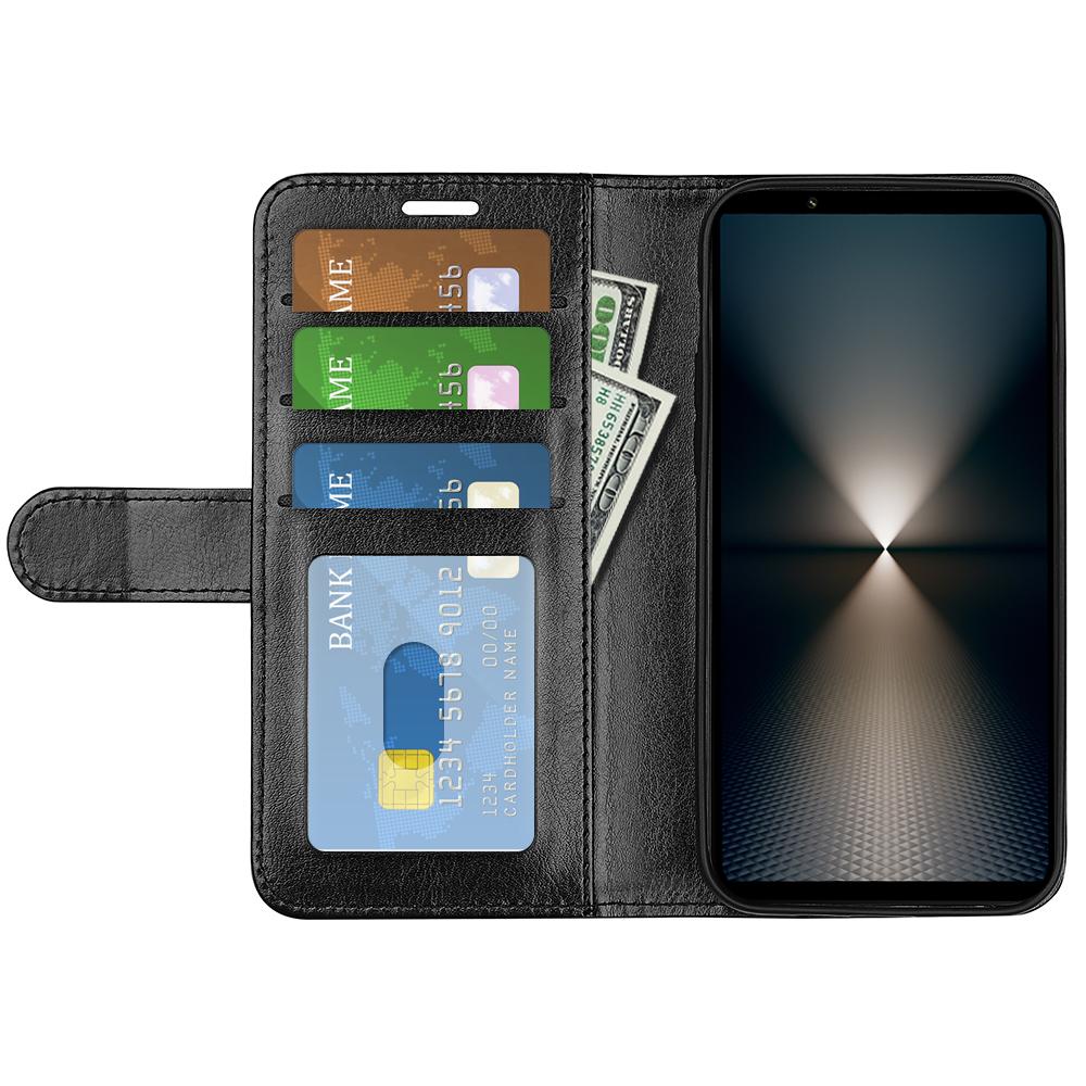 

For Sony Xperia 1 VII Case Crazy Horse Texture Stand Leather Phone Cover Black
