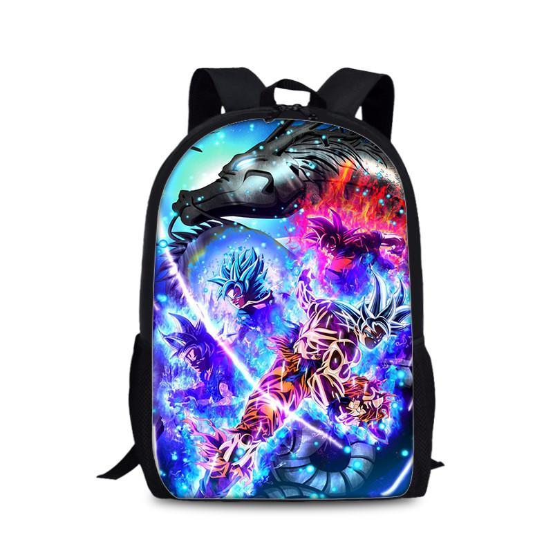 Dragon Ball Goku Printed Nylon Book Backpack For Students And Daily Use