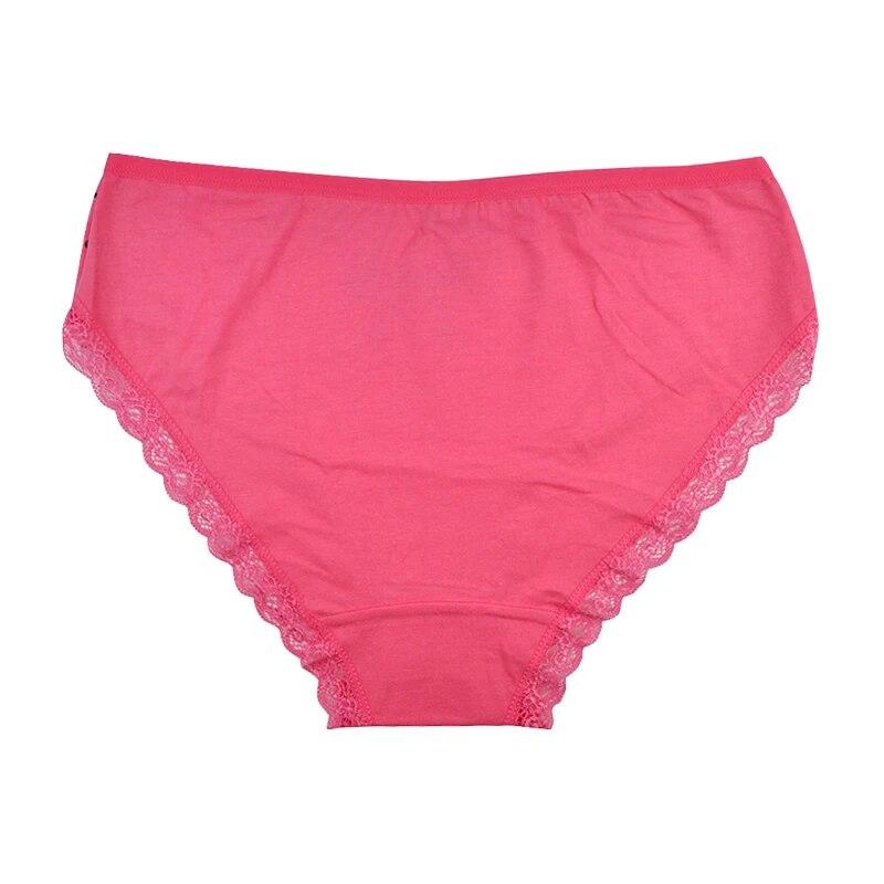 Womens Underwear Panties Cotton Mid Rise Cute Bow Lace Sexy Briefs Plus Size Ladies Knickers for Women 6 PCS/LOT