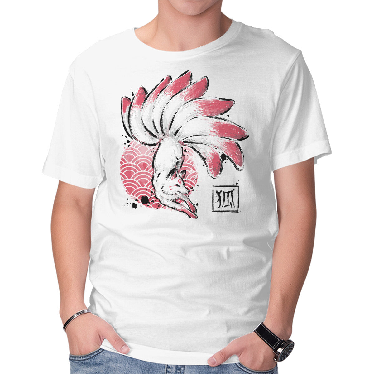 Unisex Crew Neck T-Shirt Magical Fox Graphic Short Sleeve Casual Tee S