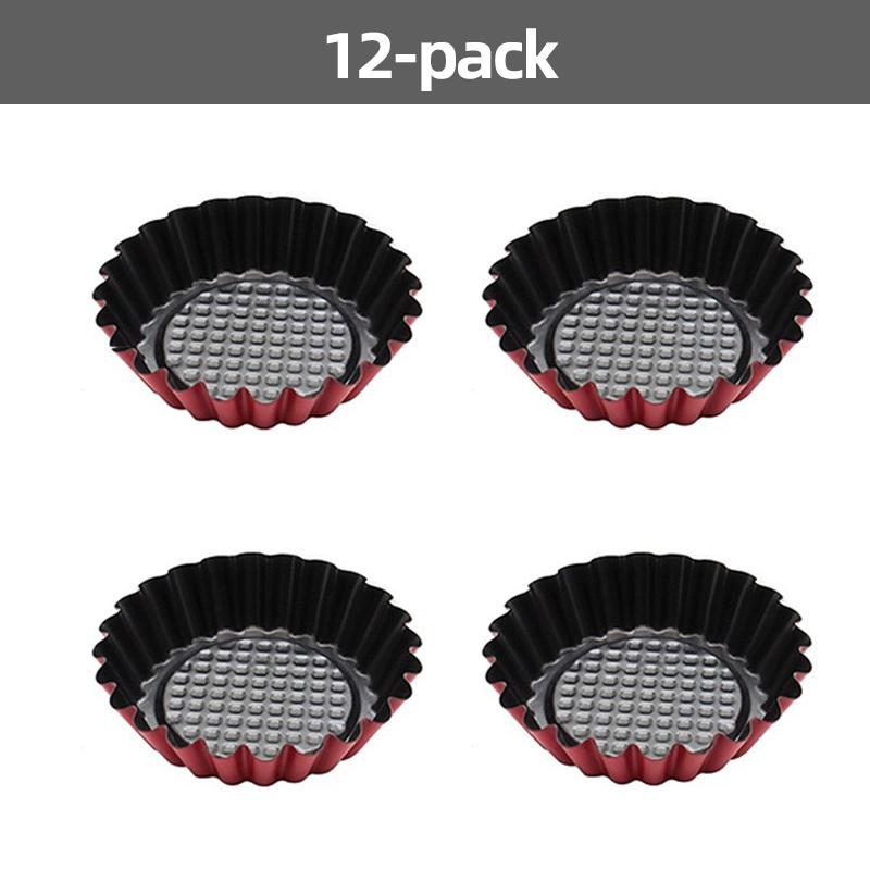 Leeseph 12-Pack Tart Mold Cupcake Cake Muffin Mold Tin Pan Baking Tool Carbon Steel